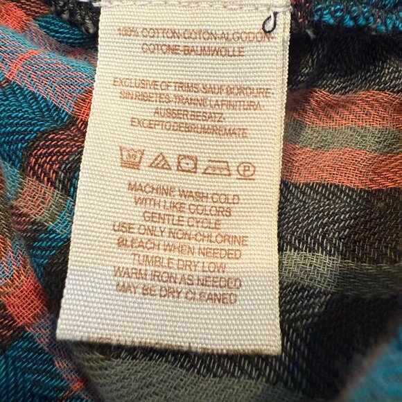 Free People One of the Guys Plaid Button Down, Green Combo, size M - Picture 9 of 9